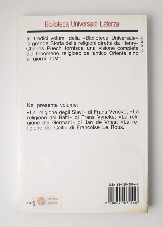 LE RELIGIONI DELL'EUROPA CENTRALE PRECRISTIANA di Puech 1988 Laterza Libro