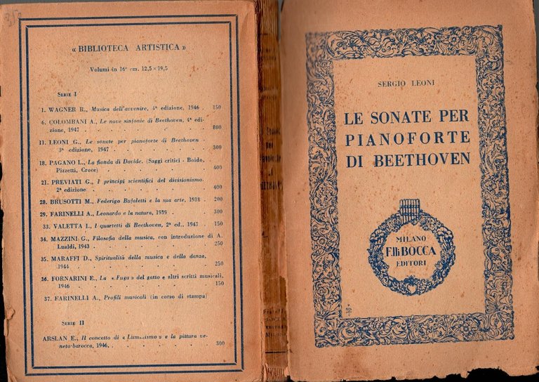 LE SONATE PER PIANOFORTE DI BEETHOVEN di Sergio Leoni 1948 …