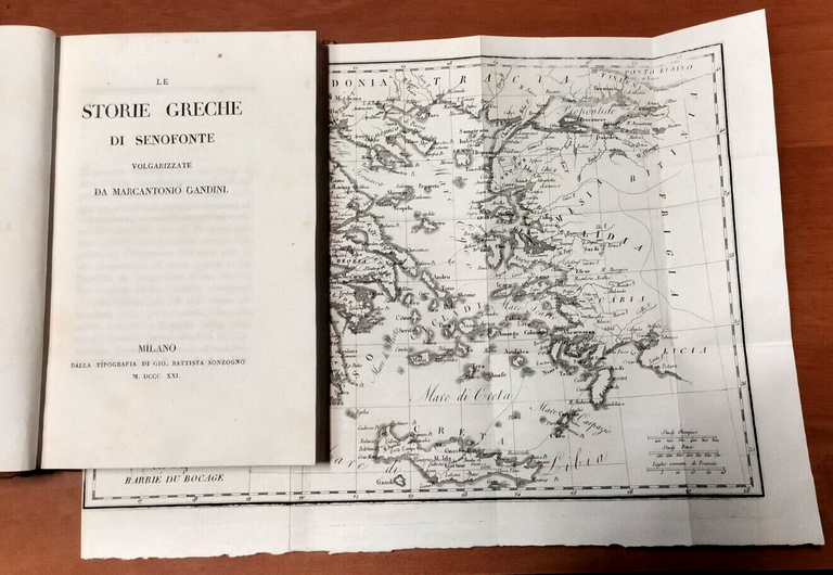 LE STORIE GRECHE di Senofonte 1821 Sonzogno Libro Antico tradotto da Gandini