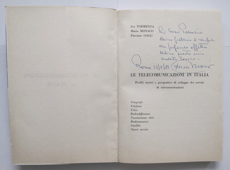 LE TELECOMUNICAZIONI IN ITALIA di Tormenta Monaco Colli 1980 Libro …