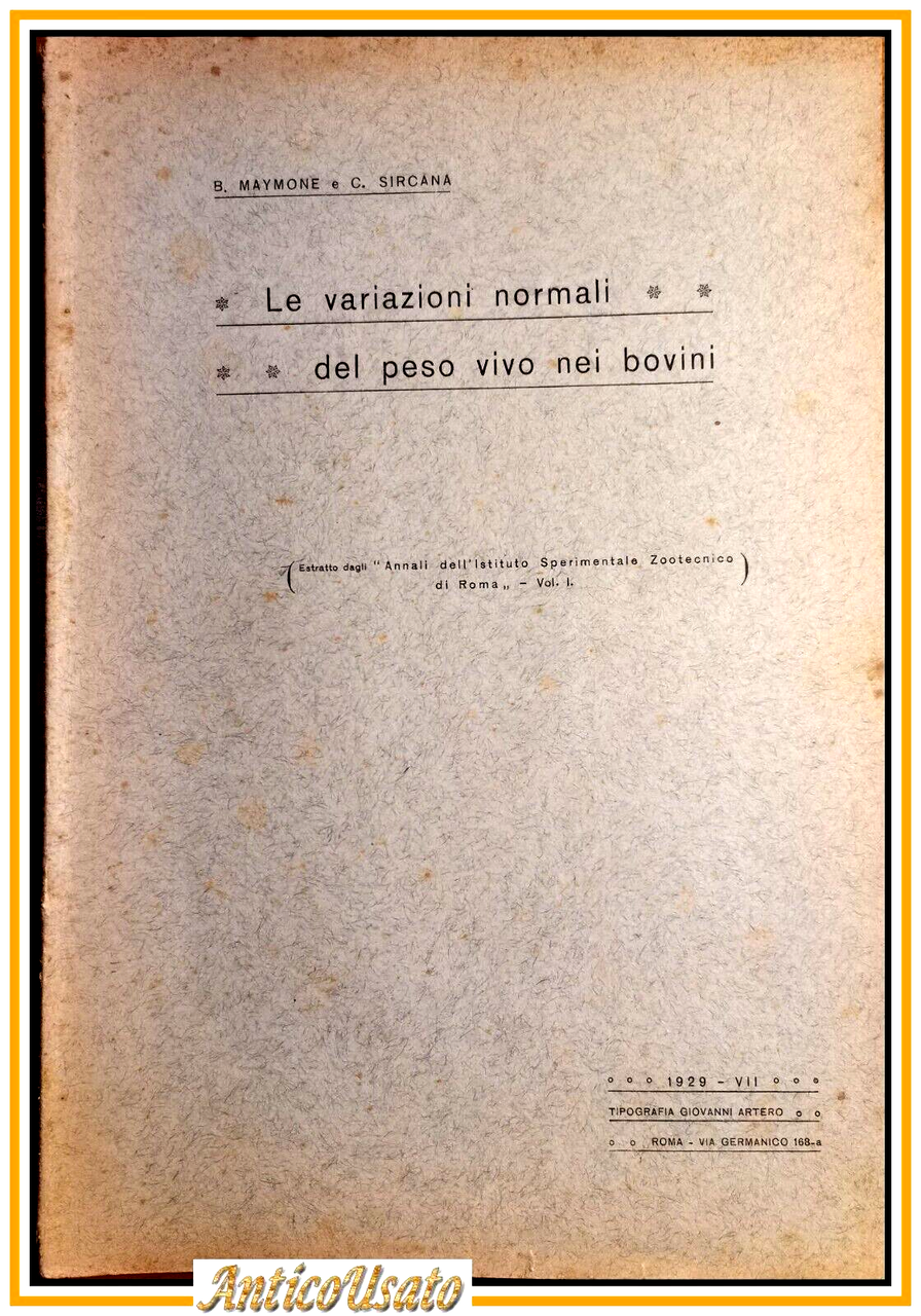 LE VARIAZIONI NORMALI DEL PESO VIVO NEI BOVINI di Maymone …