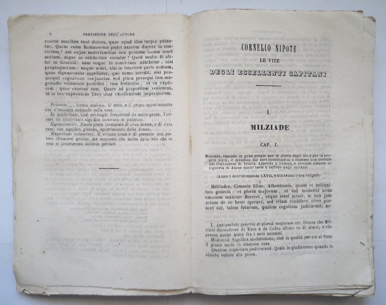 LE VITE DEGLI ECCELLENTI CAPITANI di Cornelio Nipote 1861 Libro …