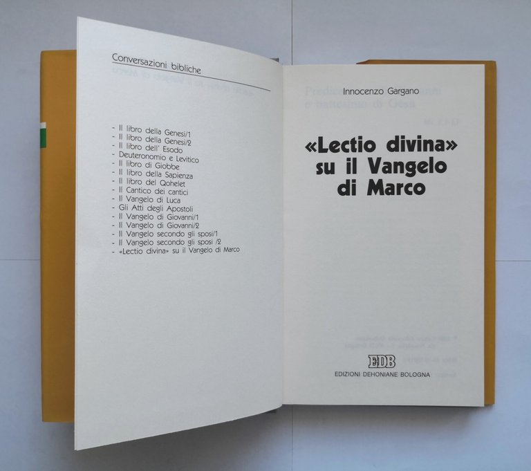 LECTIO DIVINA SU IL VANGELO DI MARCO di Gargano 1989 …