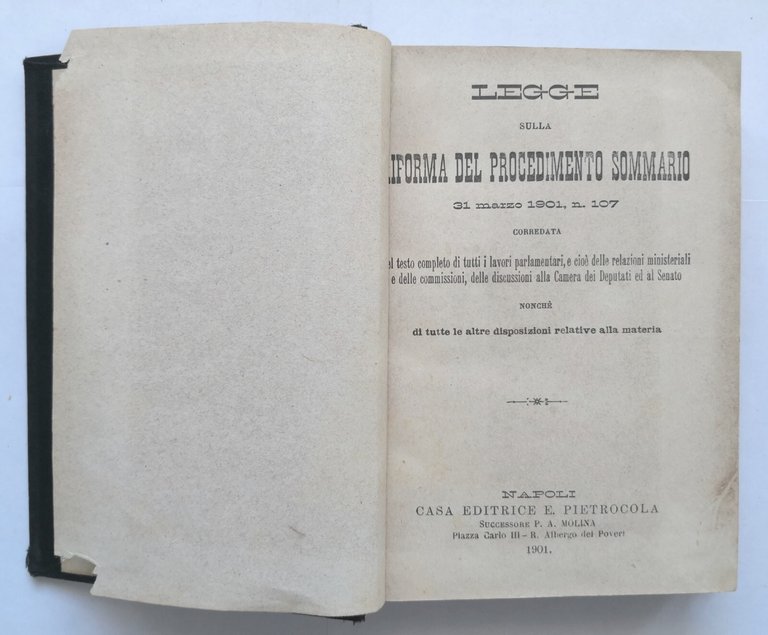 LEGGE RIFORMA DEL PROCEDIMENTO SOMMARIO + DECRETO + PROCURATORE 1901 …