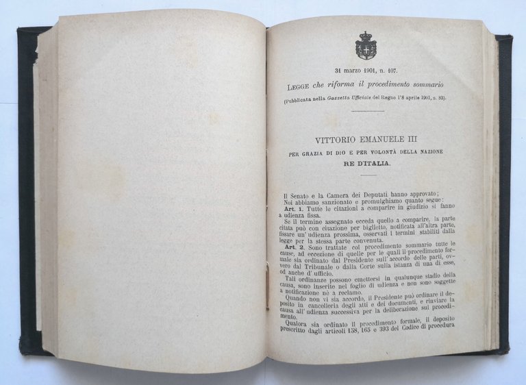 LEGGE RIFORMA DEL PROCEDIMENTO SOMMARIO + DECRETO + PROCURATORE 1901 …