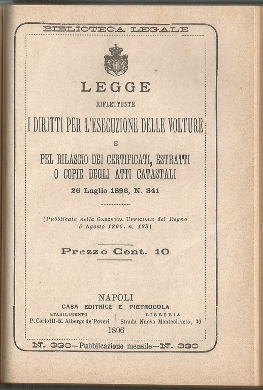 LEGGE SUI TELEFONI SUGLI SPIRITI SULLE OPERE PIE 1889 1898 …