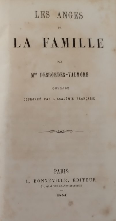 LES ANGES DE LA FAMILLE di Desbordes Valmore 1834 Bonneville …