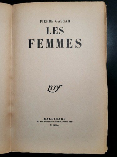LES FEMMES di Pierre Gascar 1955 Gallimard libro romanzo in …