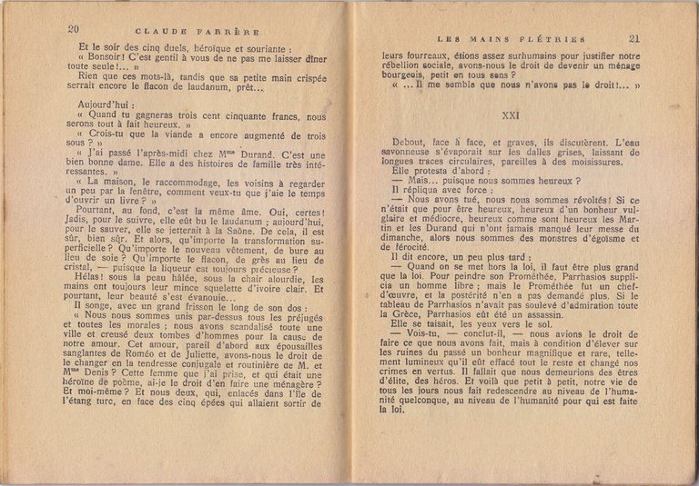 LES MAINS FLETRIES di Claude Farrère 1934 Flammarion Libro une …