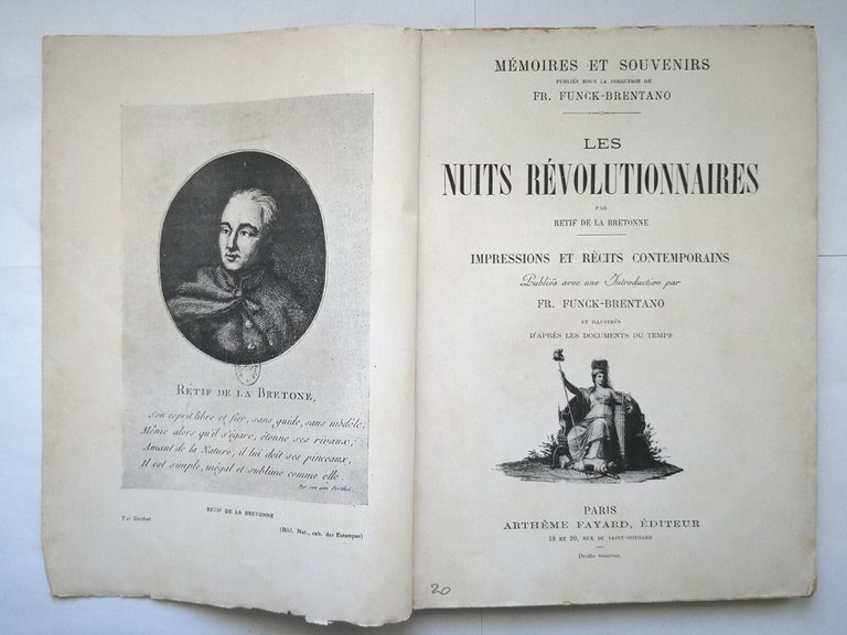 LES NUITS REVOLUTIONNAIRES di Retif De La Bretonne 1910 Artheme …