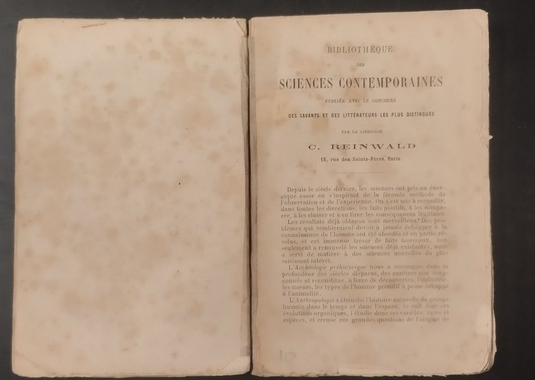 LES PROBLEMES DE L'HISTOIRE di Paul Mougeolle 1886 Reinwald Libro