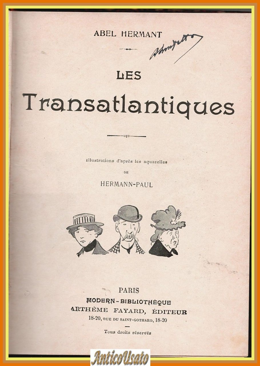LES TRANSATLANTIQUES di Abel Hermant 1920? Fayard Libro Hermann Paul … | Immagine principale