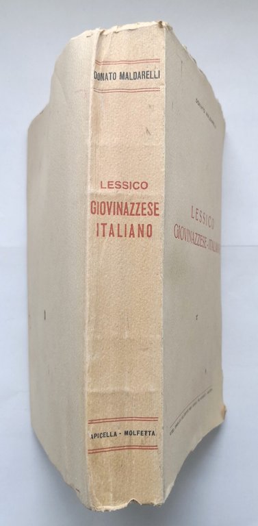 LESSICO GIOVINAZZESE ITALIANO di Donato Maldarelli 1967 Apicella libro dialetto