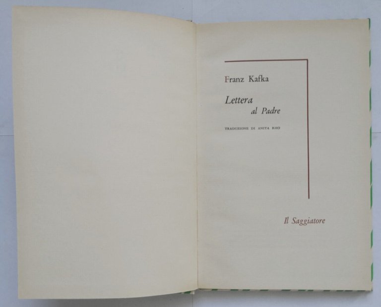 LETTERA AL PADRE di Franz Kafka 1959 Il Saggiatore libro …