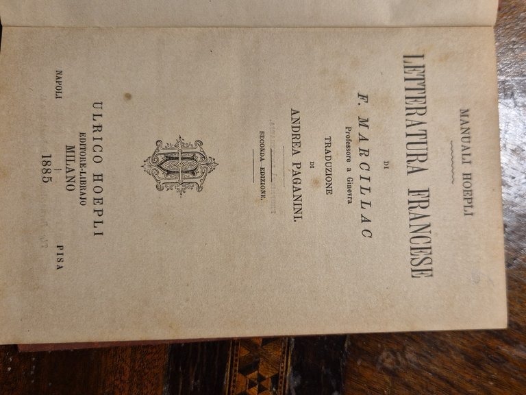 Letteratura francese di Marcillac 1885 hoepli libro manuale traduzione Paganini