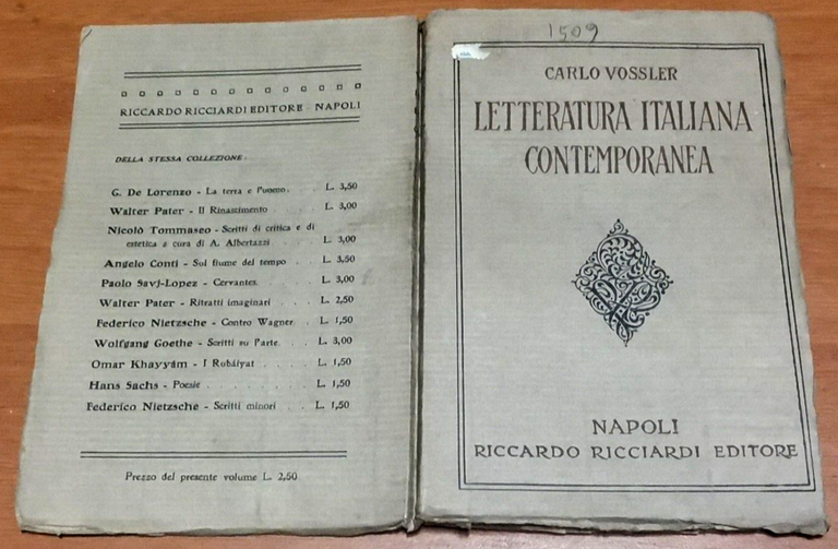 LETTERATURA ITALIANA CONTEMPORANEA di Carlo Vossler romanticismo futurismo 1916