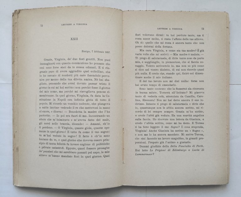 LETTERE A VIRGINIA di Francesco De Sanctis 1917 Laterza libro …