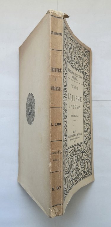 LETTERE A VIRGINIA di Francesco De Sanctis 1917 Laterza libro …