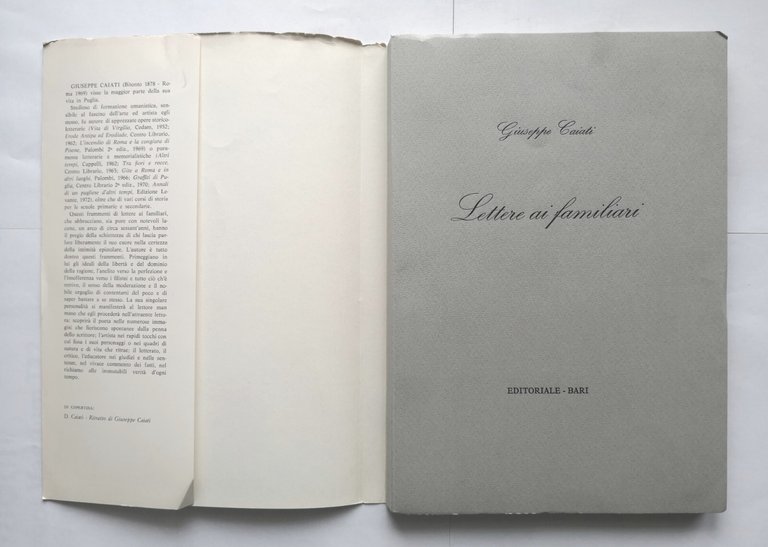 LETTERE AI FAMILIARI di Giuseppe Caiati 1975 Editoriale Bari Libro …
