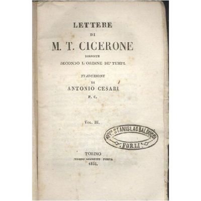 LETTERE DI CICERONE 4 volumi 1832 Pomba biblioteca Popolare libro …
