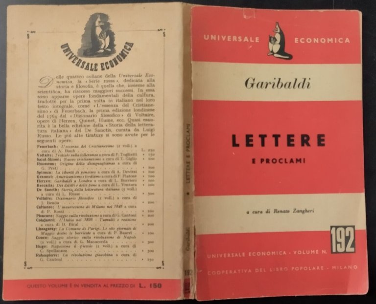 LETTERE E PROCLAMI di Giuseppe Garibaldi 1954 Universale Economica Libro | Immagine Gallery 4