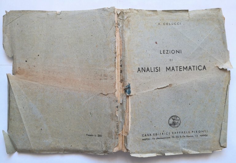LEZIONI DI ANALISI MATEMATICA di A Colucci Libro Raffaele Pironti …