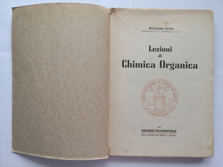 LEZIONI DI CHIMICA ORGANICA Riccardo Giusa 1943 Edizioni Universitarie Libro