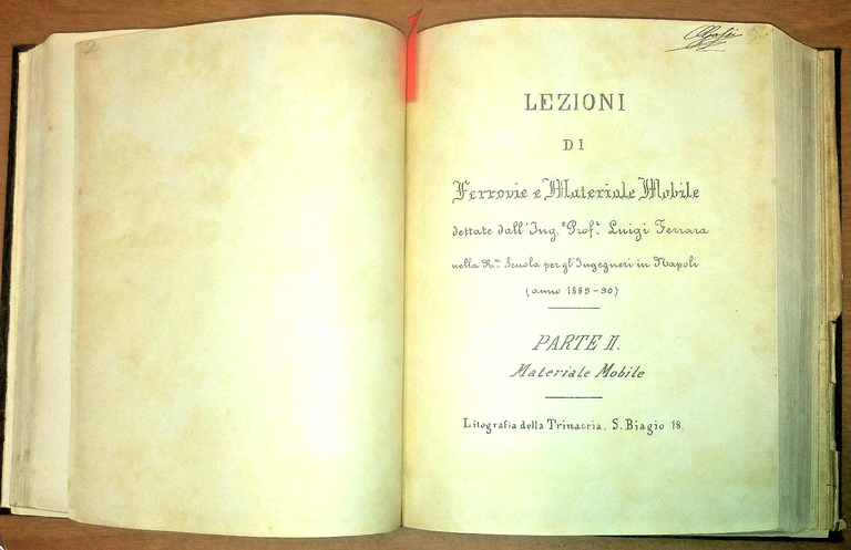 LEZIONI DI FERROVIE MATERIALE MOBILE Ferrara 1889 TRAMVIE tavole libri …