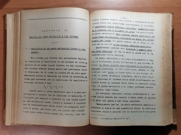LEZIONI DI MECCANICA RAZIONALE Mario Pascal 1942 libro manuale statica …