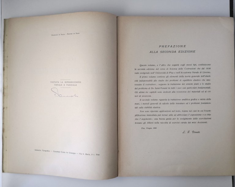LEZIONI DI SCIENZA DELLE COSTRUZIONI 2 volumi L Donato 1950 …