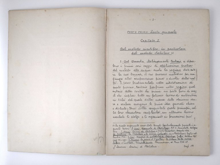 LEZIONI DI STATISTICA di Giovanni Lasorsa 1942 Ferri Libro Universitario