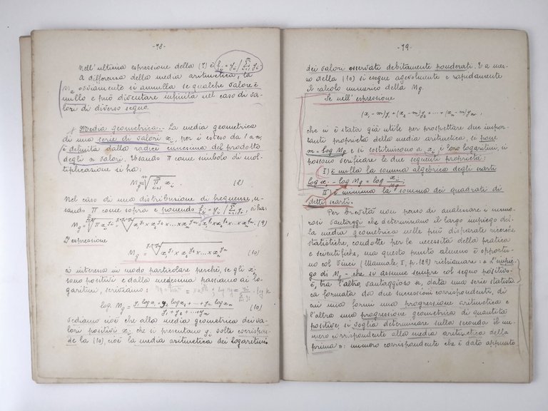 LEZIONI DI STATISTICA di Giovanni Lasorsa 1942 Ferri Libro Universitario