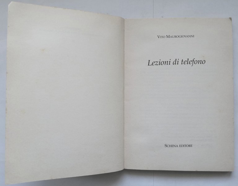 LEZIONI DI TELEFONO di Vito Maurogiovanni 1996 Schena romanzo