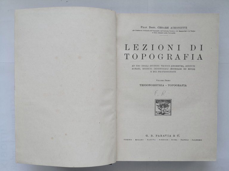 LEZIONI DI TOPOGRAFIA di Cesare Aimonetti 3 volumi in 1 …