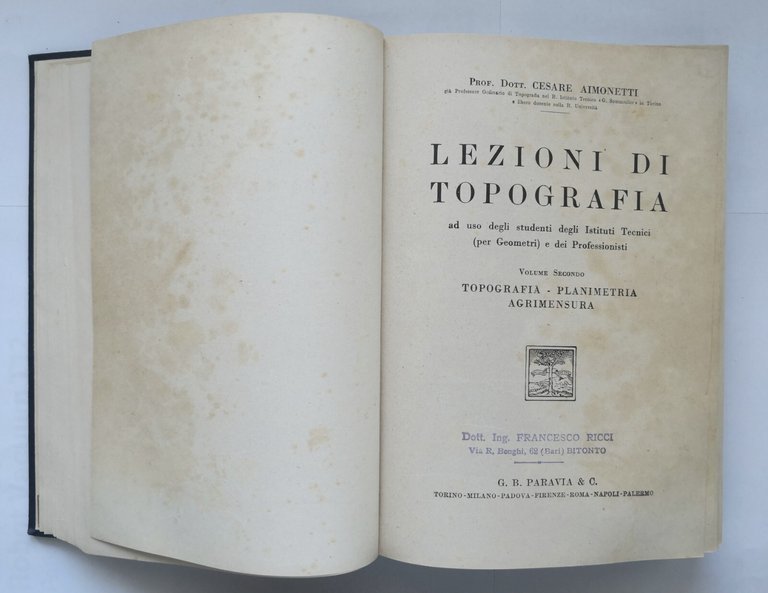 LEZIONI DI TOPOGRAFIA di Cesare Aimonetti 3 volumi in 1 …