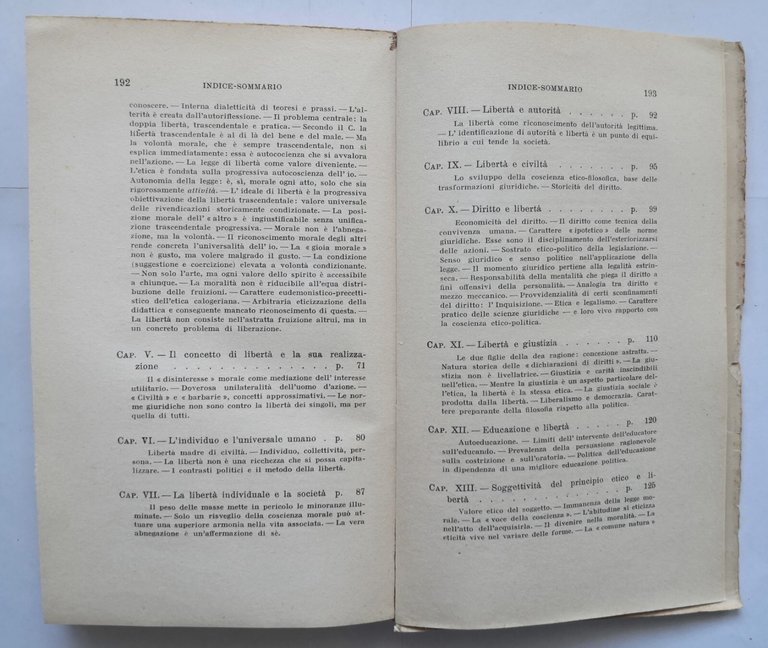 LIBERTÀ IDEALE E LIBERTÀ STORICA di Consalvo Ceci 1950 Laterza …