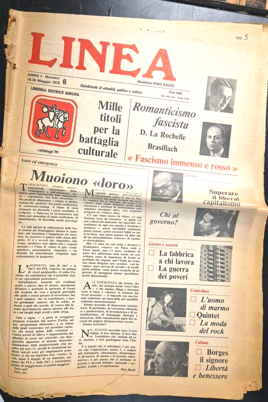 LINEA anno 1 numero 6 maggio 1979 direttore Pino Rauti …