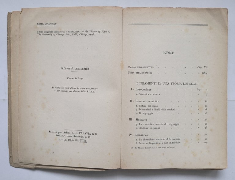 LINEAMENTI DI UNA TEORIA DEI SEGNI di Charles Morris 1954 … | Immagine Gallery 5