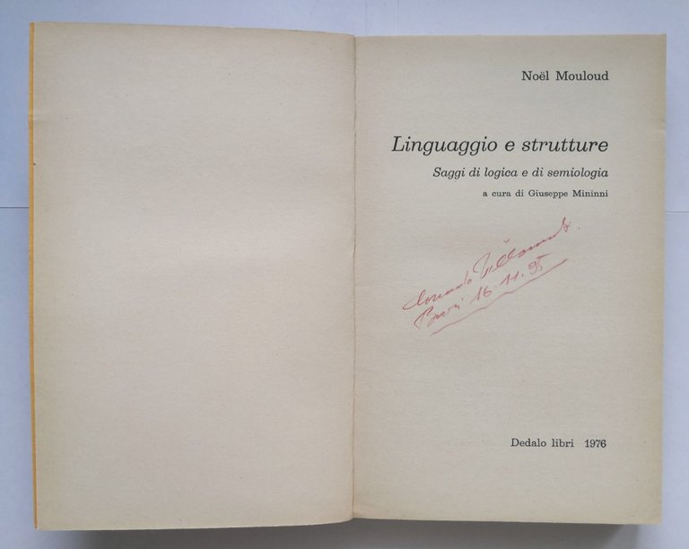 LINGUAGGIO E STRUTTURE di Noel Mouloud 1976 Dedalo Libri la …