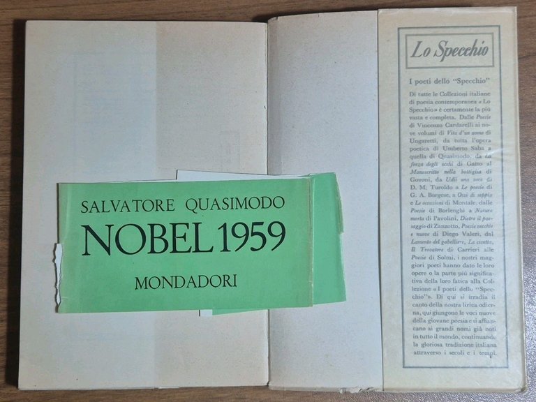 LIRICI GRECI di Salvatore Quasimodo 1959 IV edizione Mondadori lo …