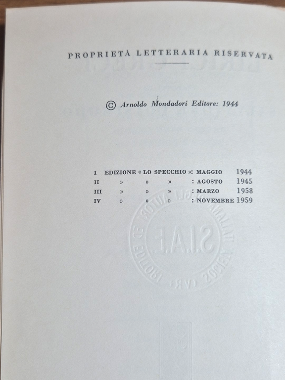 LIRICI GRECI di Salvatore Quasimodo 1959 IV edizione Mondadori lo …