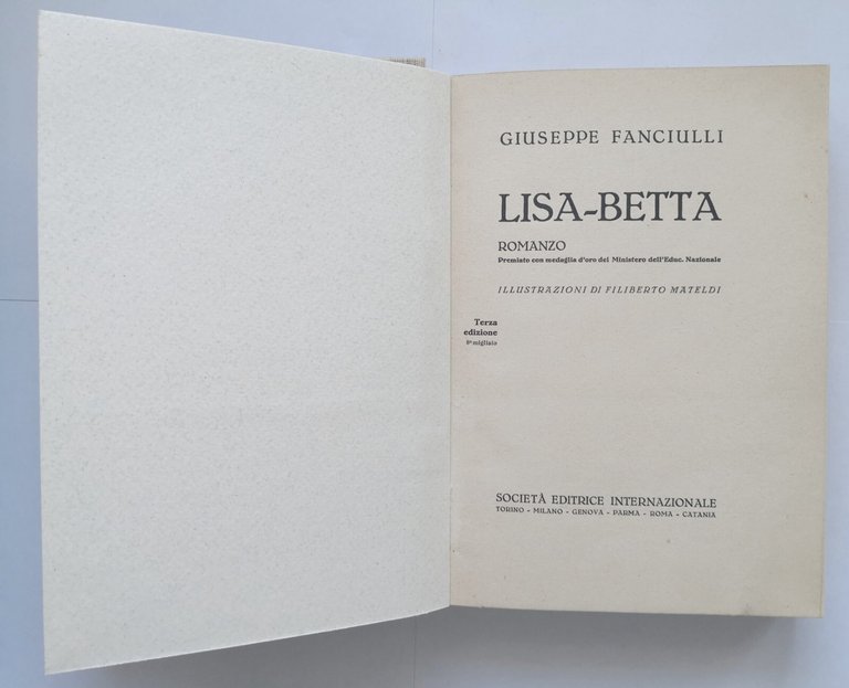 LISA BETTA romanzo di Giuseppe Fanciulli 1936 SEI libro illustrato …