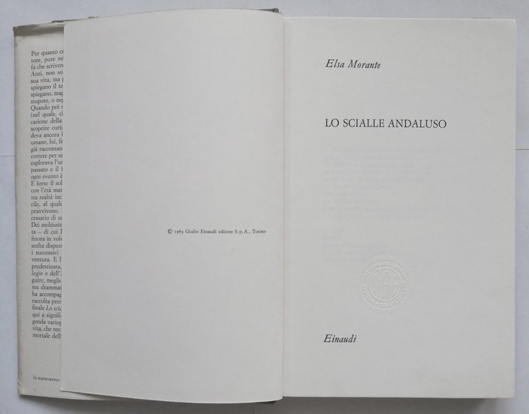 LO SCIALLE ANDALUSO di Elsa Morante 1963 Einaudi Libro Romanzo