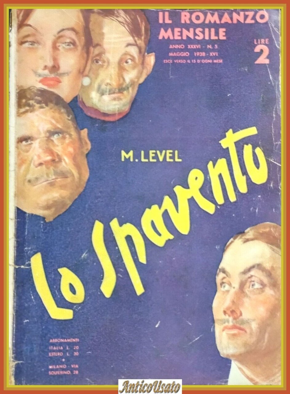 LO SPAVENTO di M Level 1938 Il Romanzo Mensile Rivista …