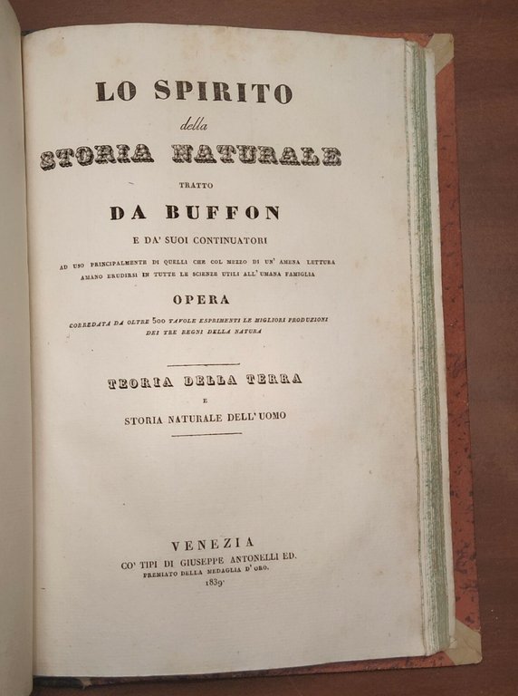 LO SPIRITO DELLA STORIA NATURALE di BUFFON 6 Volumi Completo …