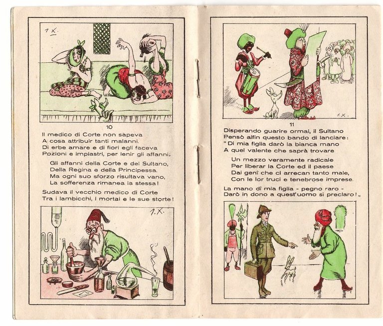Lo Stregone Sconfitto racconto orientale illustrato Bayer aspirina anni '30
