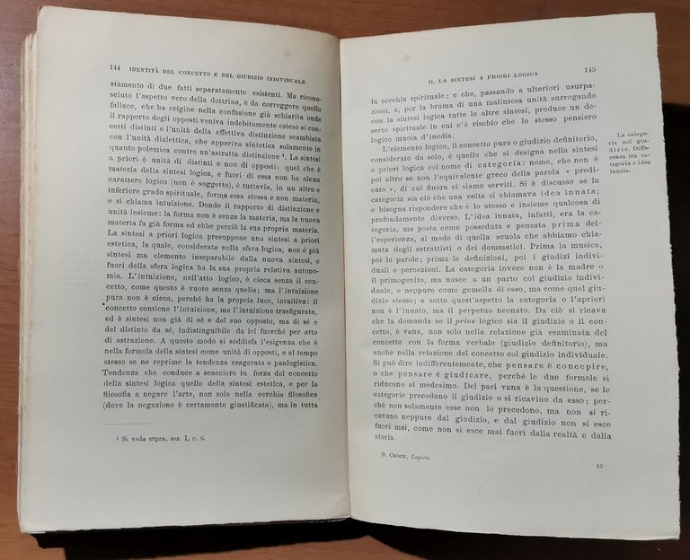 LOGICA COME SCIENZA DEL CONCETTO PURO di Benedetto Croce 1928 …