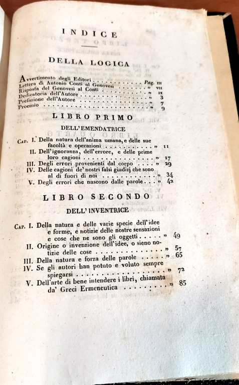 LOGICA E METAFISICA di Antonio Genovesi 1848 Tipografica Classici libro …