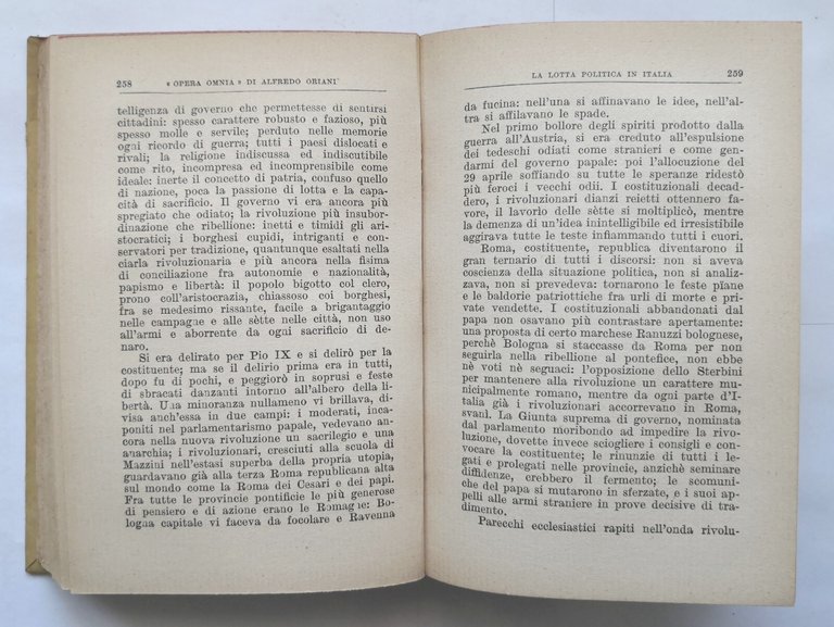 LOTTA POLITICA IN ITALIA Volume 2 di Alfredo Oriani 1941 …
