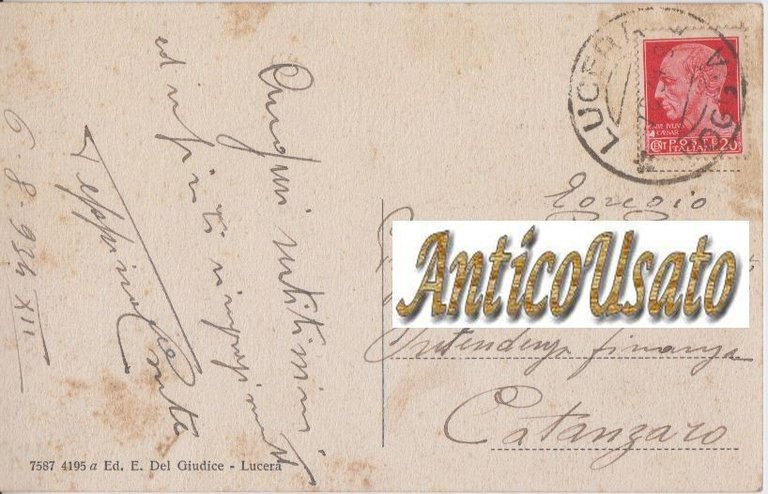 LUCERA Castello Svevo Torre della Regina Cartolina Viaggiata 1934 Vintage … | Immagine Gallery 3